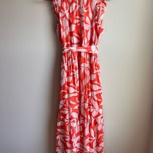 Marie Oliver silk tangerine floral maxi dress size XS